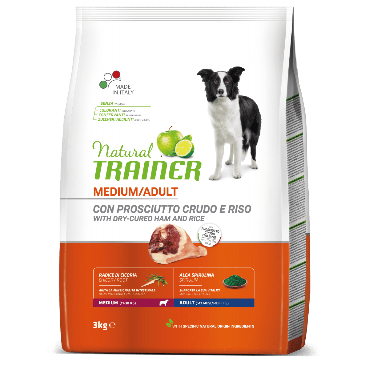 Natural Trainer Adult Medium con prosciutto crudo 3 Kg Natural Trainer Adult Medium con prosciutto crudo 3 Kg